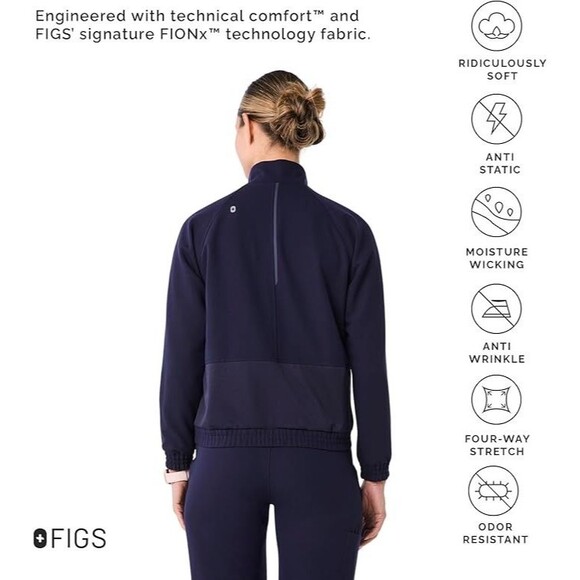 Figs Sydney Scrub Jacket Womens Navy Performance Full Zip Medical XS $98 - Picture 3 of 11